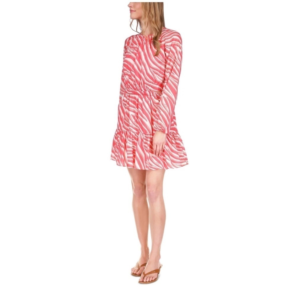 MICHAEL MICHAEL KORS Zebra Print Cotton Lawn Cutout Dress Size M